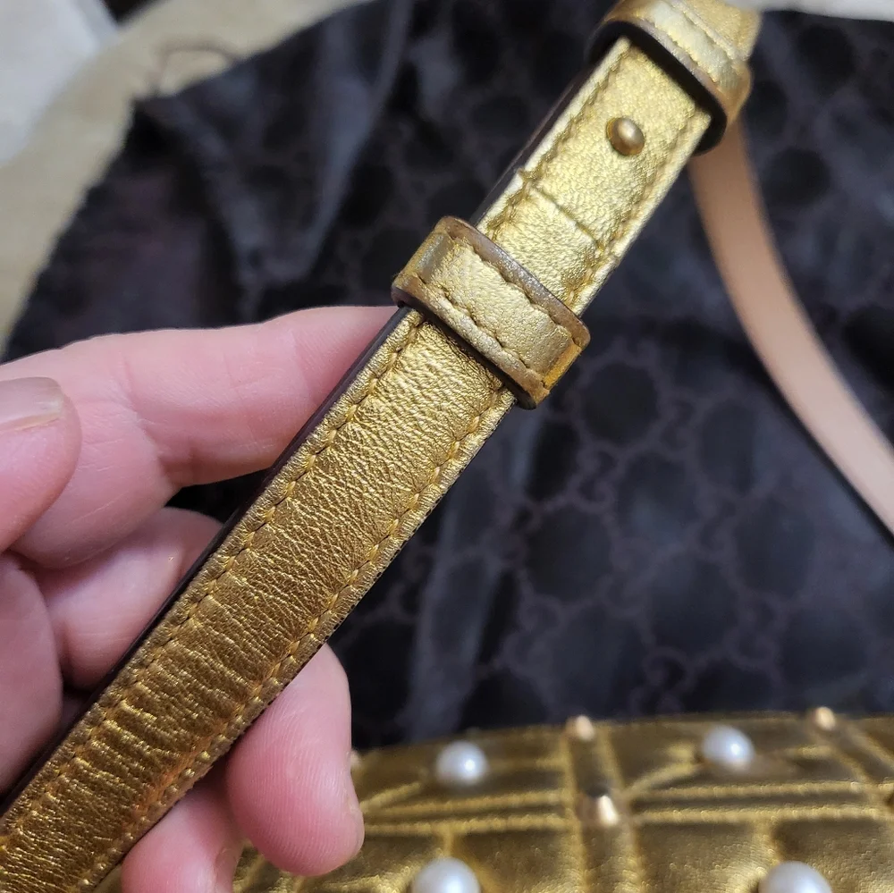 Authentic Gucci Pearl Studded GG Marmont camera bag - Picture 9 of 15